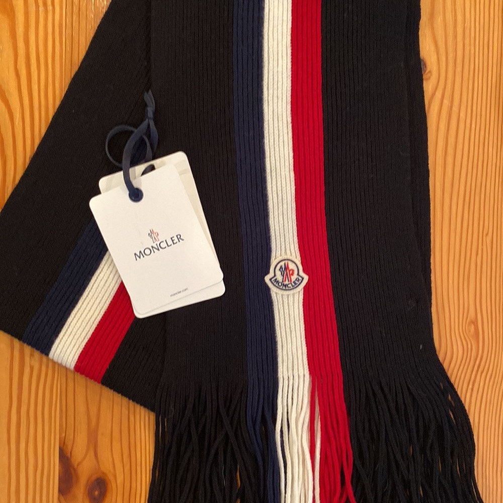 COPY - Moncler Signature Tri-Color Wool Scarf 100 % Wool Made in Italy